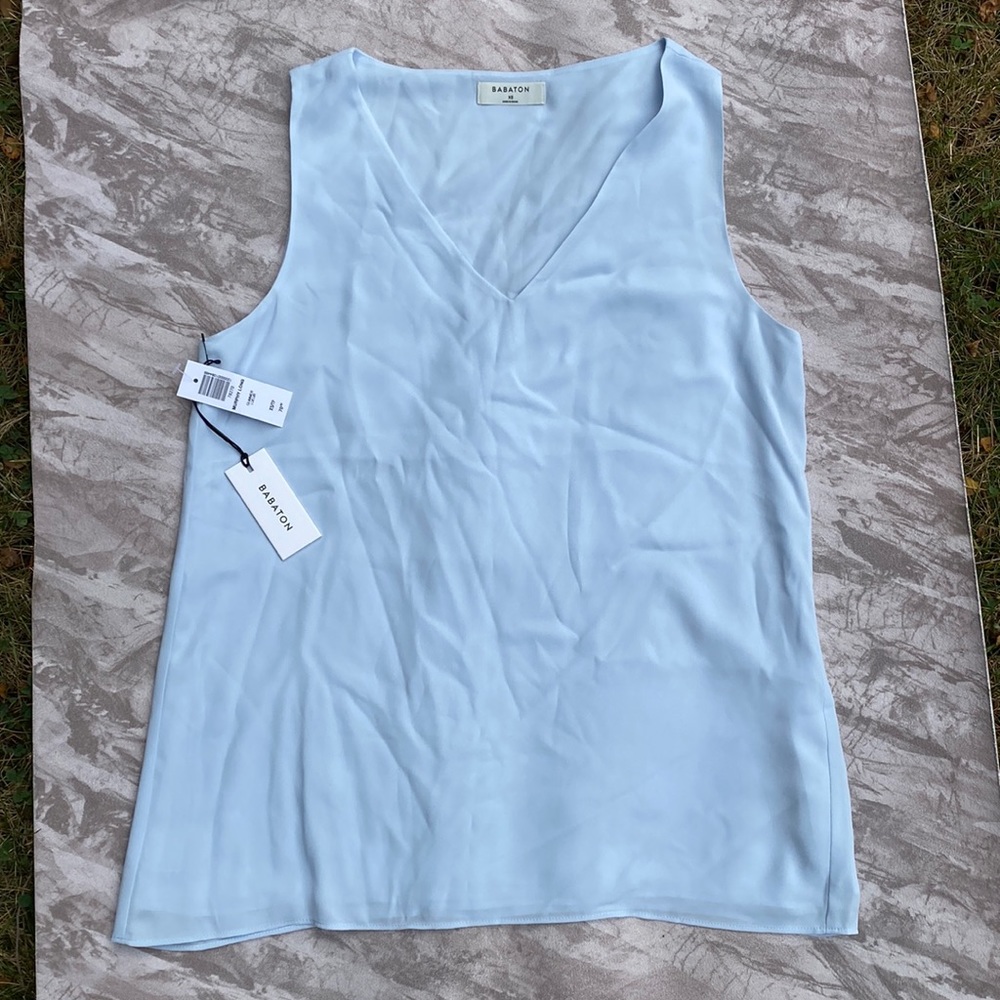 Aritzia Babaton Pastel Blue Murphy Long Office Sleeveless Top NWT